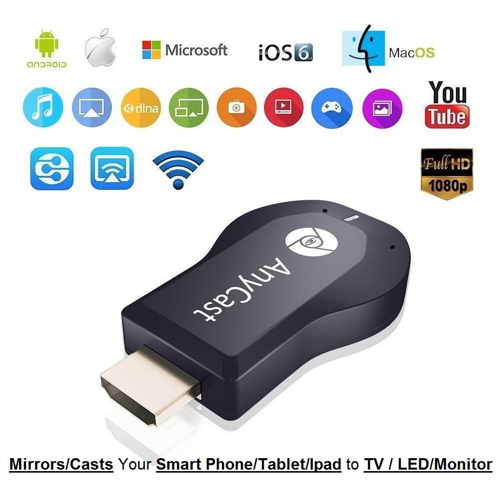    			Jaiden AnyCast M2 Plus Airplay 1080P Wireless WiFi Display TV Dongle (Mirrors Your Smartphone/Tablet/IPAD to your Big Screen TV,LED with HDMI Port) Use with Screen Mirroring option