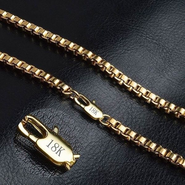 18k gold box chain mens