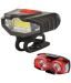 DarkHorse Bicycle Imported CE Standard USB Rechargeable Super Bright Front Light with Red/Blue Warning Light Feature 1 Watt 3 Mode Twin Eye Rear Lig