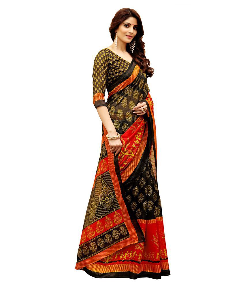 Sariya Red and Brown Art Silk Saree - Buy Sariya Red and Brown Art Silk