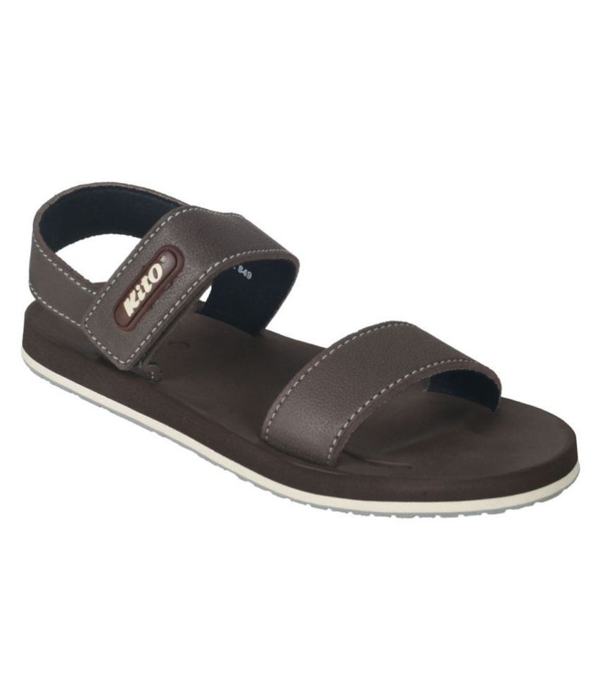 Kito Brown Faux Leather Sandals Price 