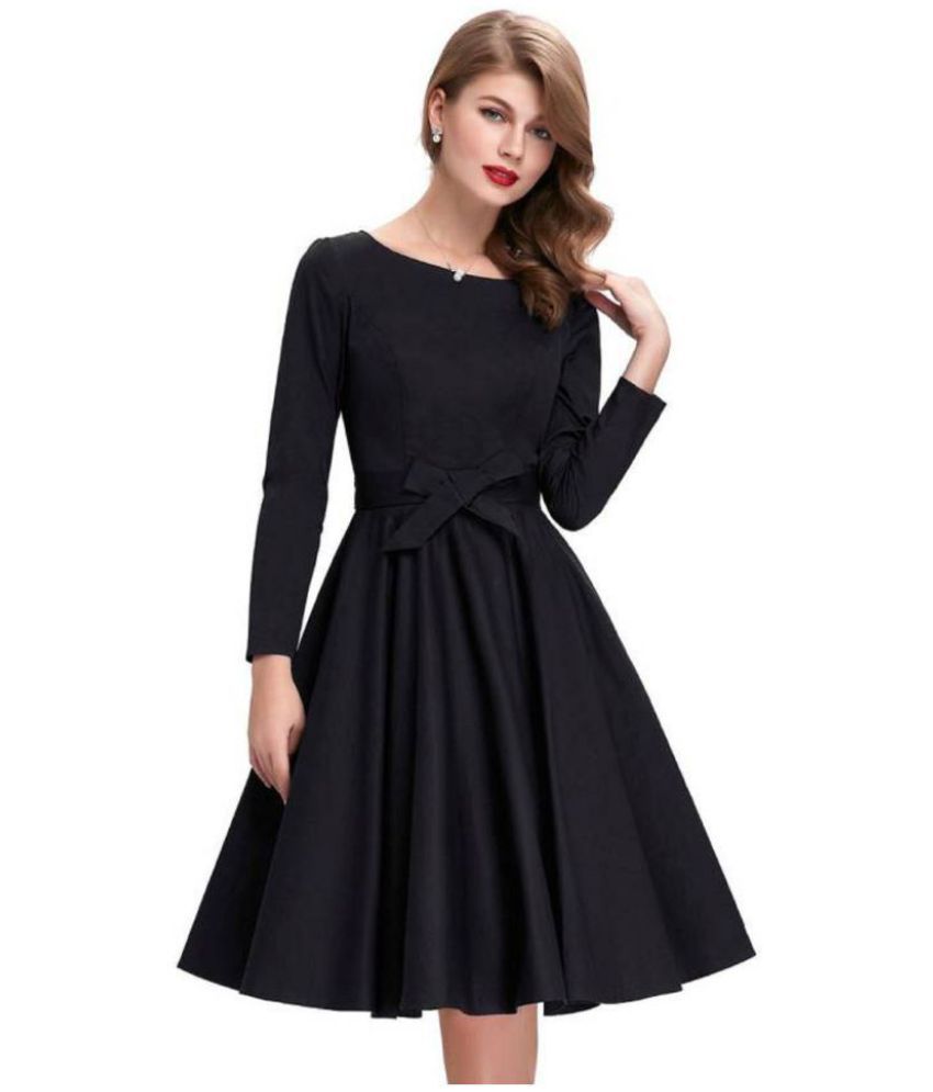 black fit and flare gown