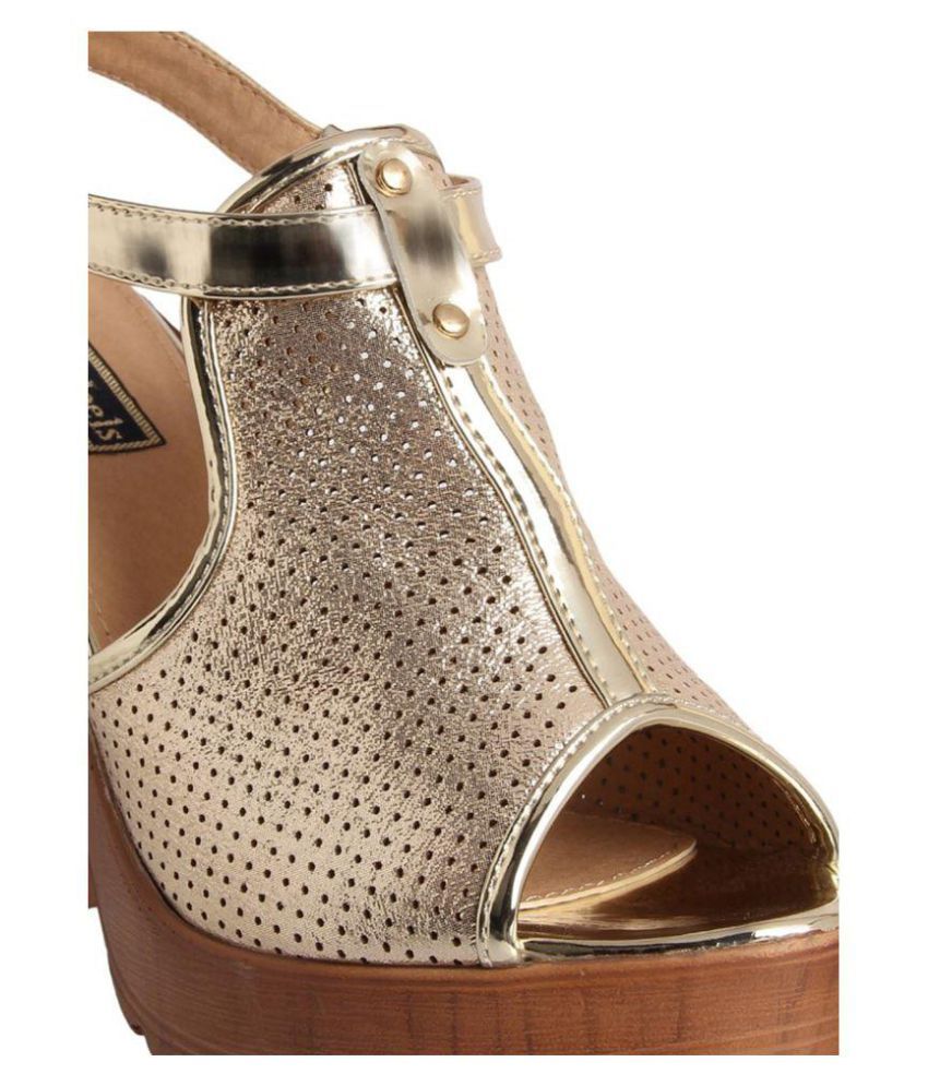 Flat N Heels Gold Block Heels Price in India- Buy Flat N Heels Gold Block Heels Online at Snapdeal