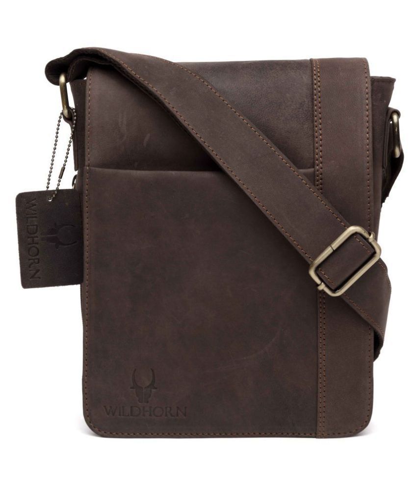 WildHorn 228 Brown Leather Casual Messenger Bag - Buy WildHorn 228 ...