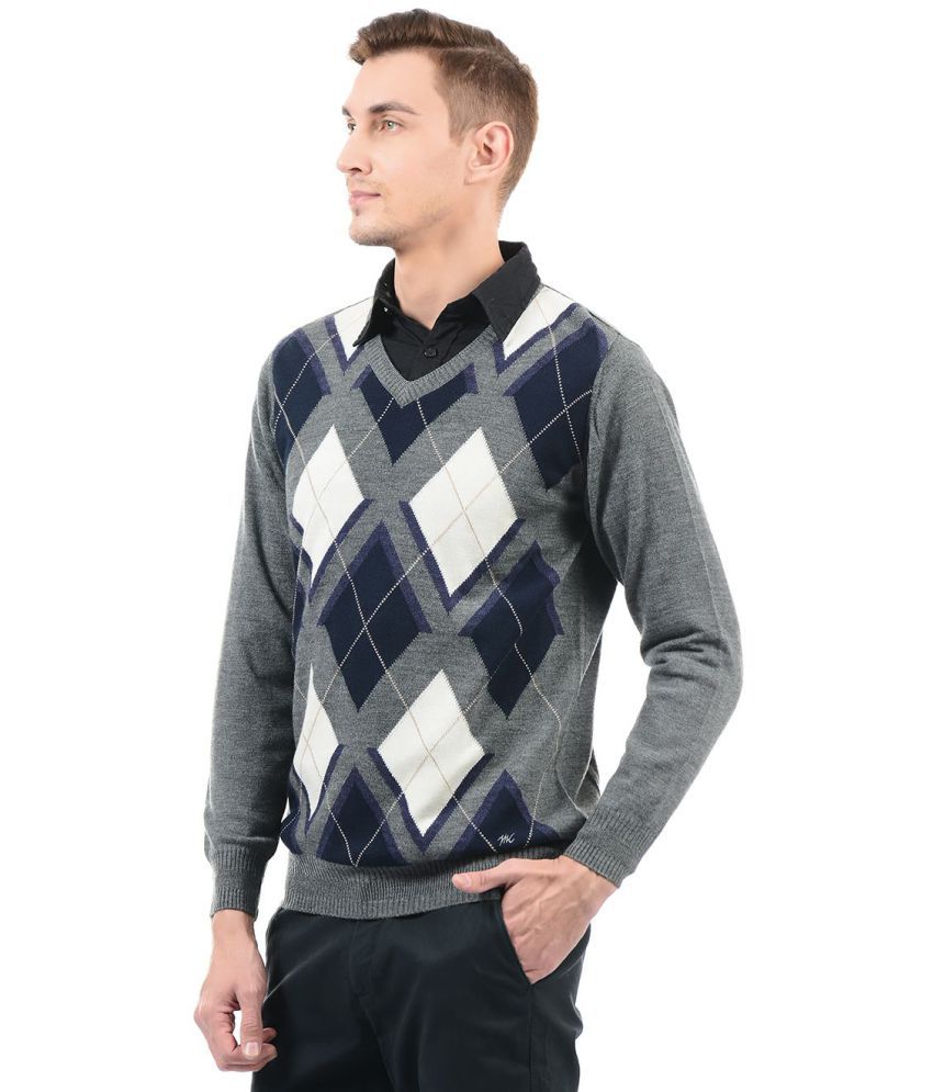 Monte Carlo Grey V Neck Sweater - Buy Monte Carlo Grey V Neck Sweater ...