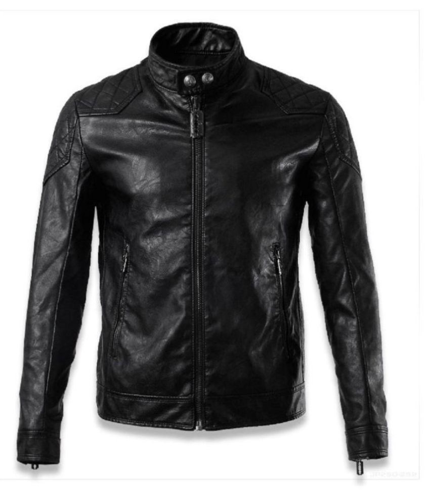 PE Black Leather Jacket - Buy PE Black Leather Jacket Online at Best ...