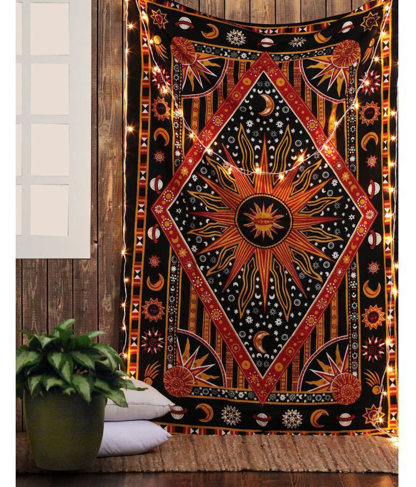 Rajrang Red Sun Tapestry Decorative Tapestry Fabric Red
