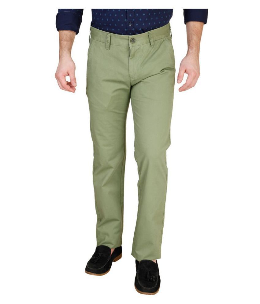 green slim fit trousers