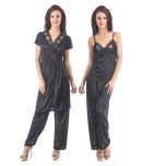 Fasense Satin Nightsuit Sets - Black