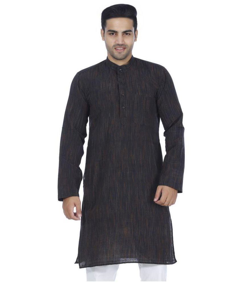 Bhartiya Black Cotton Blend Kurta Single - Buy Bhartiya Black Cotton ...