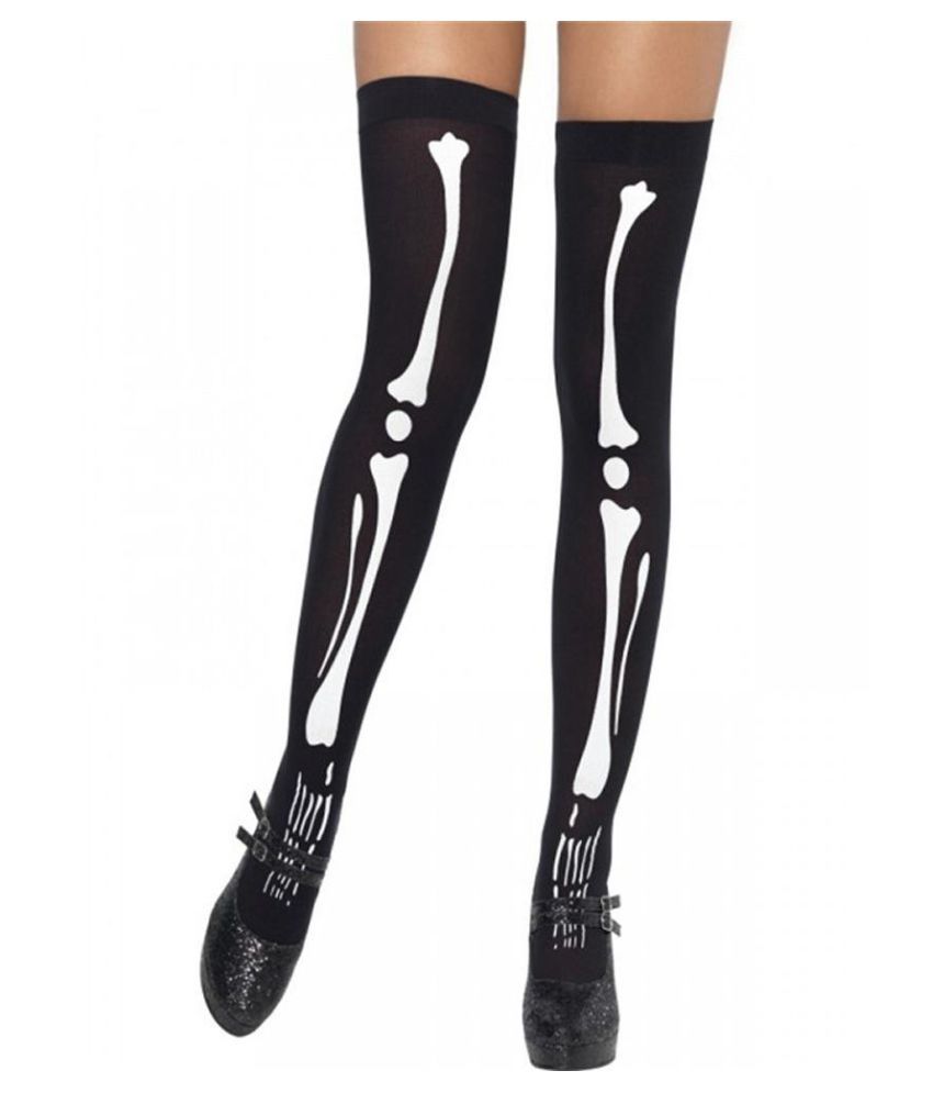 Cospaly Halloween Skeleton Print Tight Legging Jumpsuit Gloves Cuff