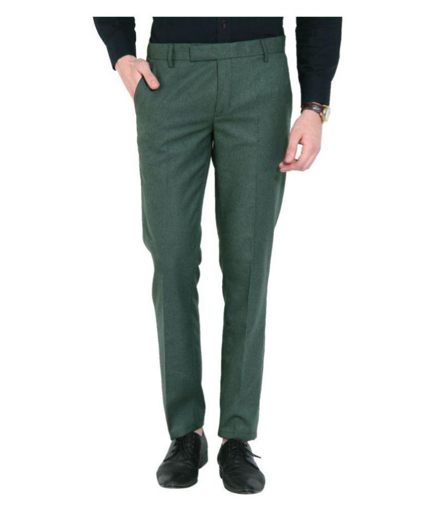 green slim fit pants