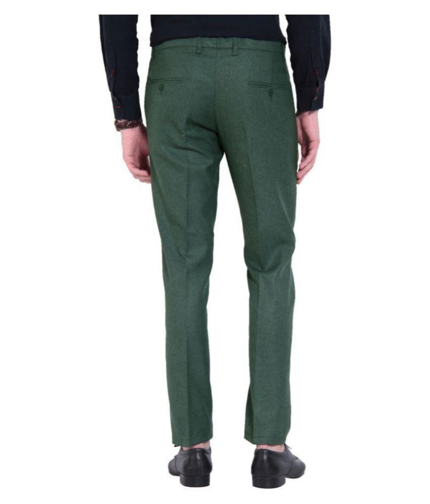 green slim fit pants