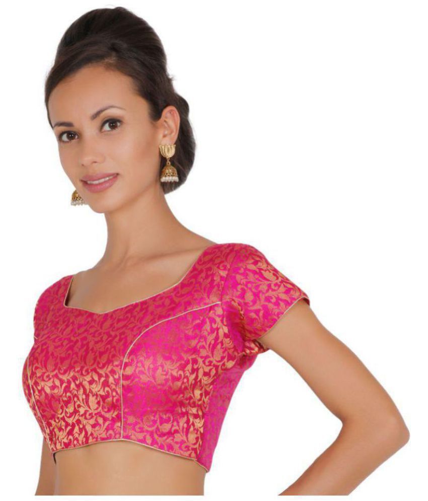ND&R Pink Satin Readymade with Pad Blouse - Buy ND&R Pink Satin ...