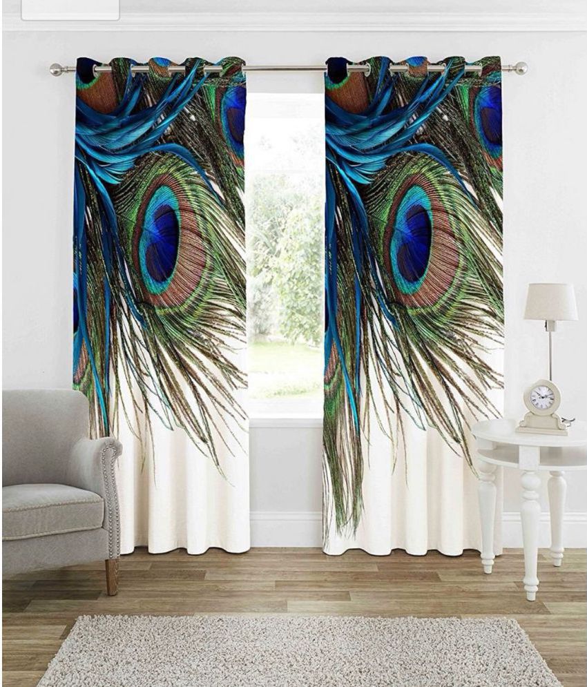     			Prince Set of 2 Window Semi-Transparent Eyelet Polyester Curtains Multi Color