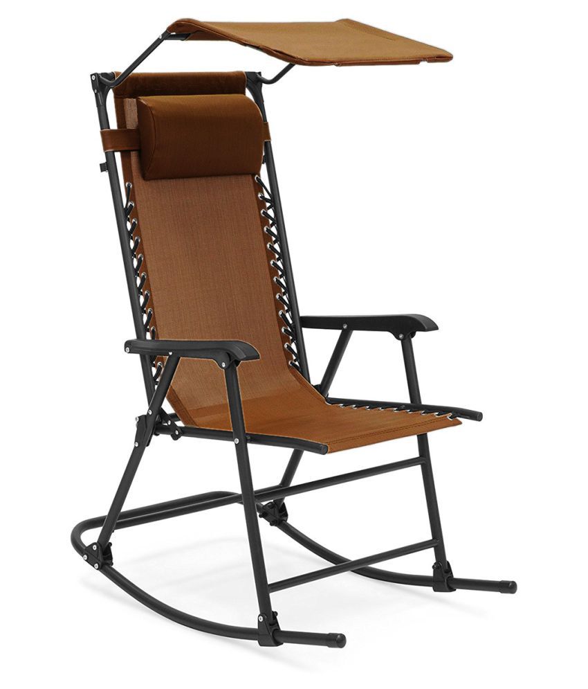 Kawachi Foldable Zero Gravity Rocking Patio Chair with Sunshade Canopy