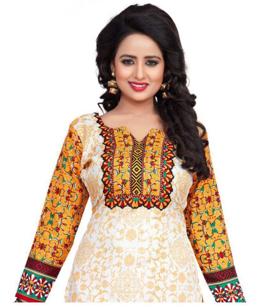 Awesome White and Red Cotton Dress Material - Buy Awesome White and Red Cotton Dress Material 