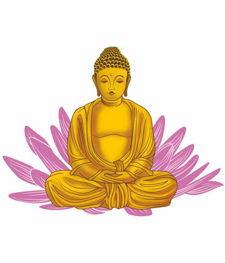 wall dreams Golden Yellow Buddha Meditation on Pink Lotus Religious ...