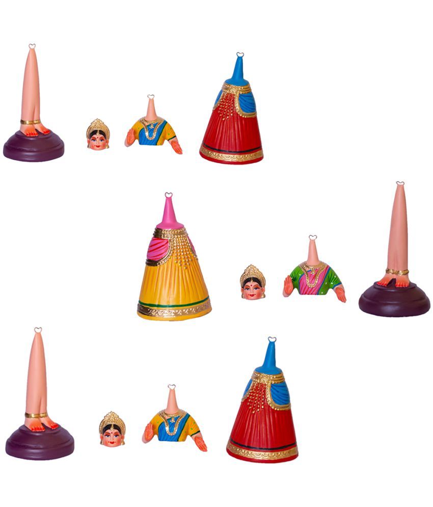 Kondapalli toys Multicolour Paper Tanjore Dolls Pack of 3 Buy