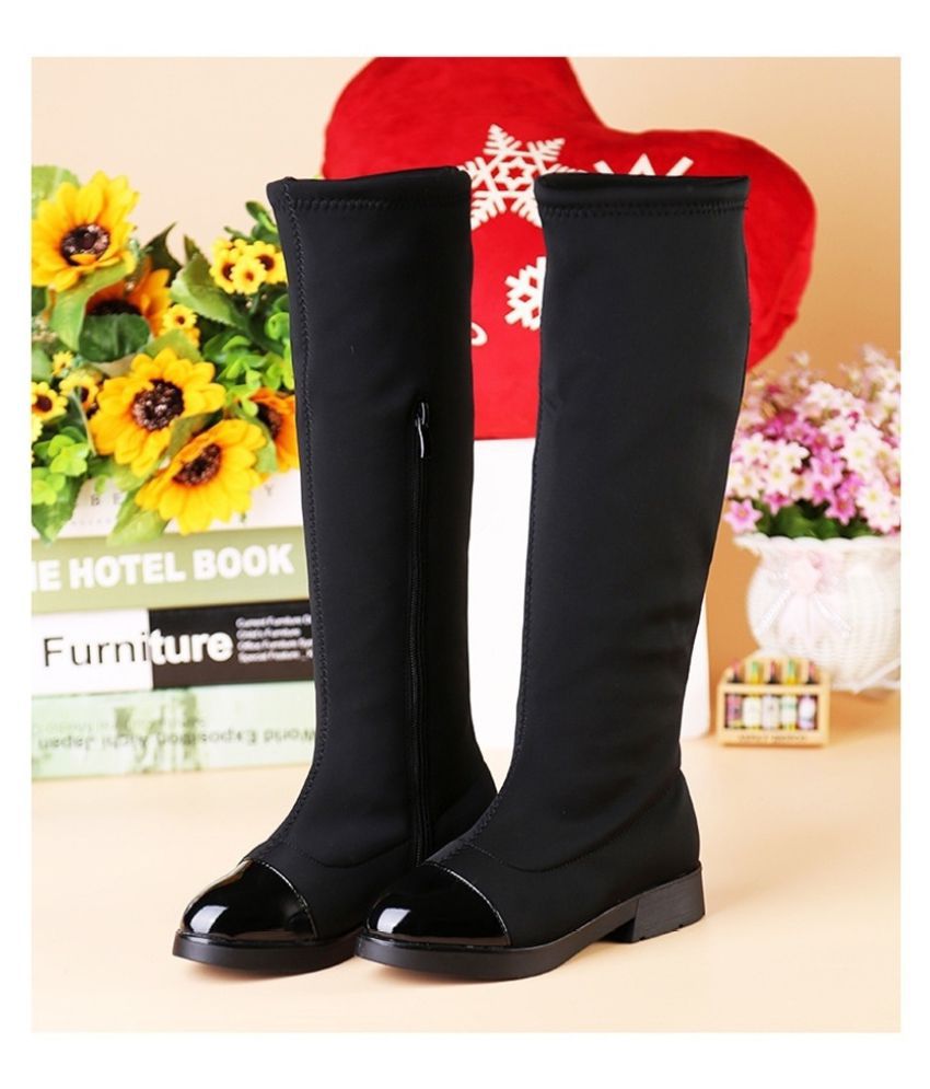 black high heel boots for kids