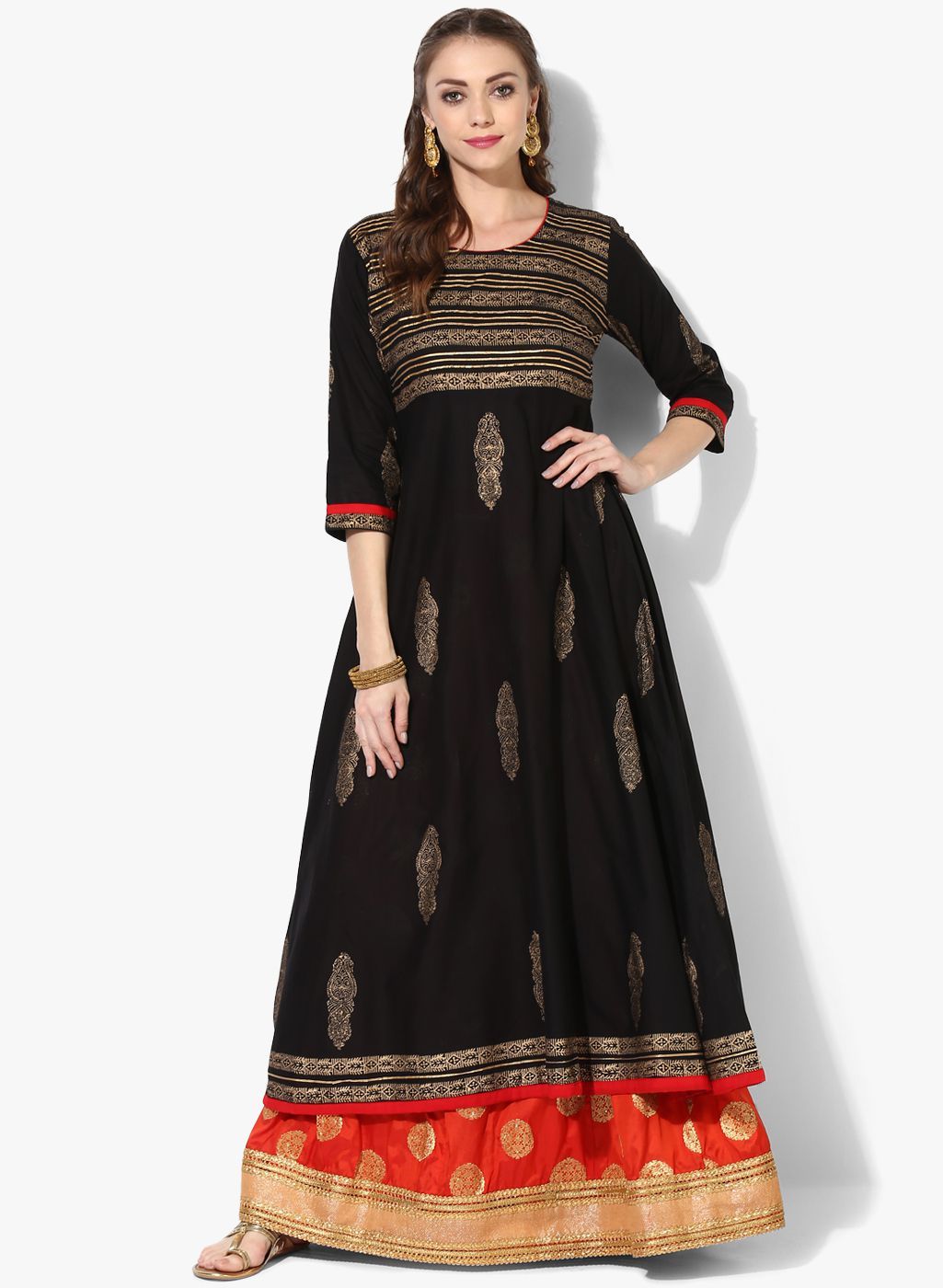 ZOEYAM'S Black Cotton Anarkali Kurti - Buy ZOEYAM'S Black Cotton ...