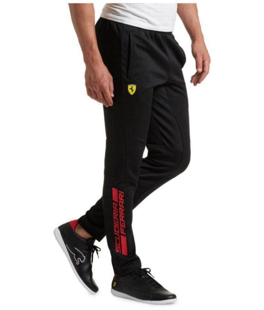 puma black polyester trackpants