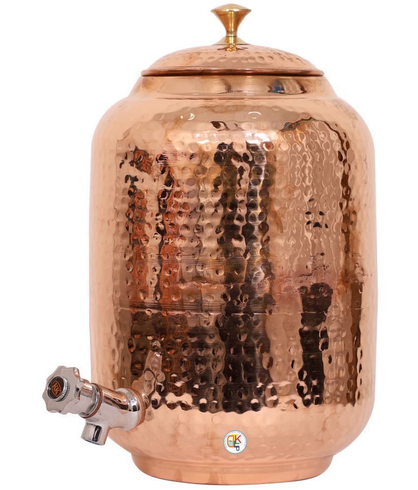 KDT One Copper Water Pot With 2 Glasses Copper Water Container Set of 3