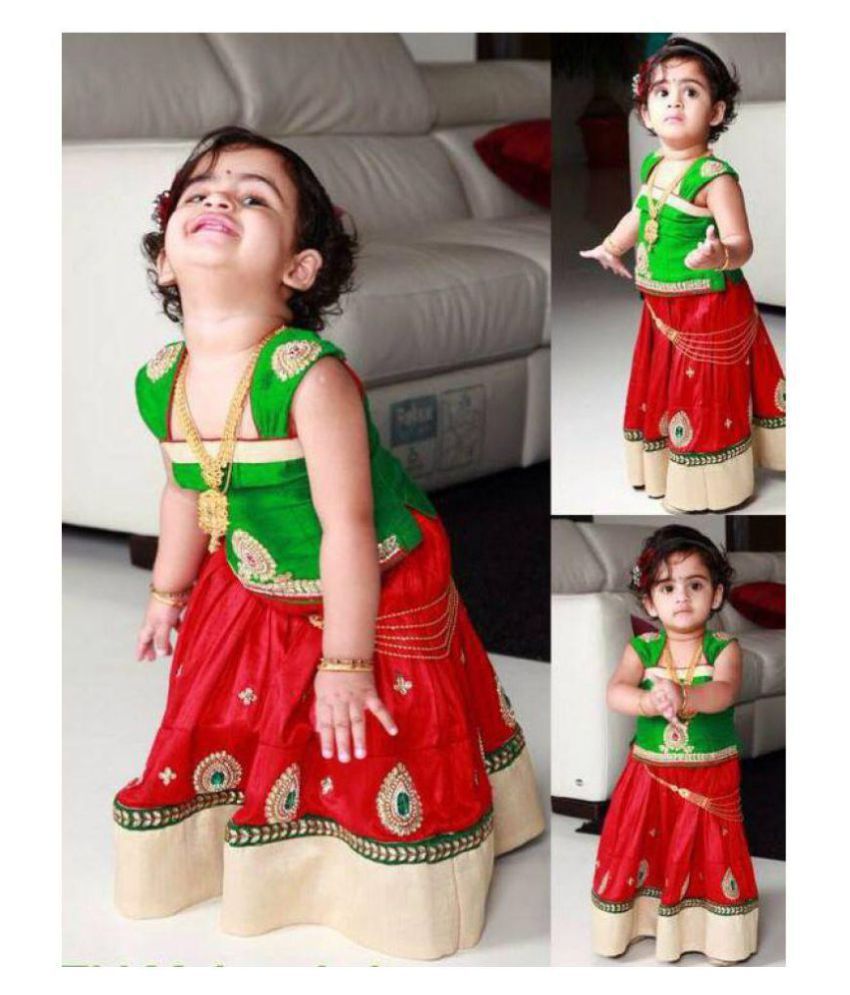 White Button New Designer Baby Girl's Red Green Pure Glace ...