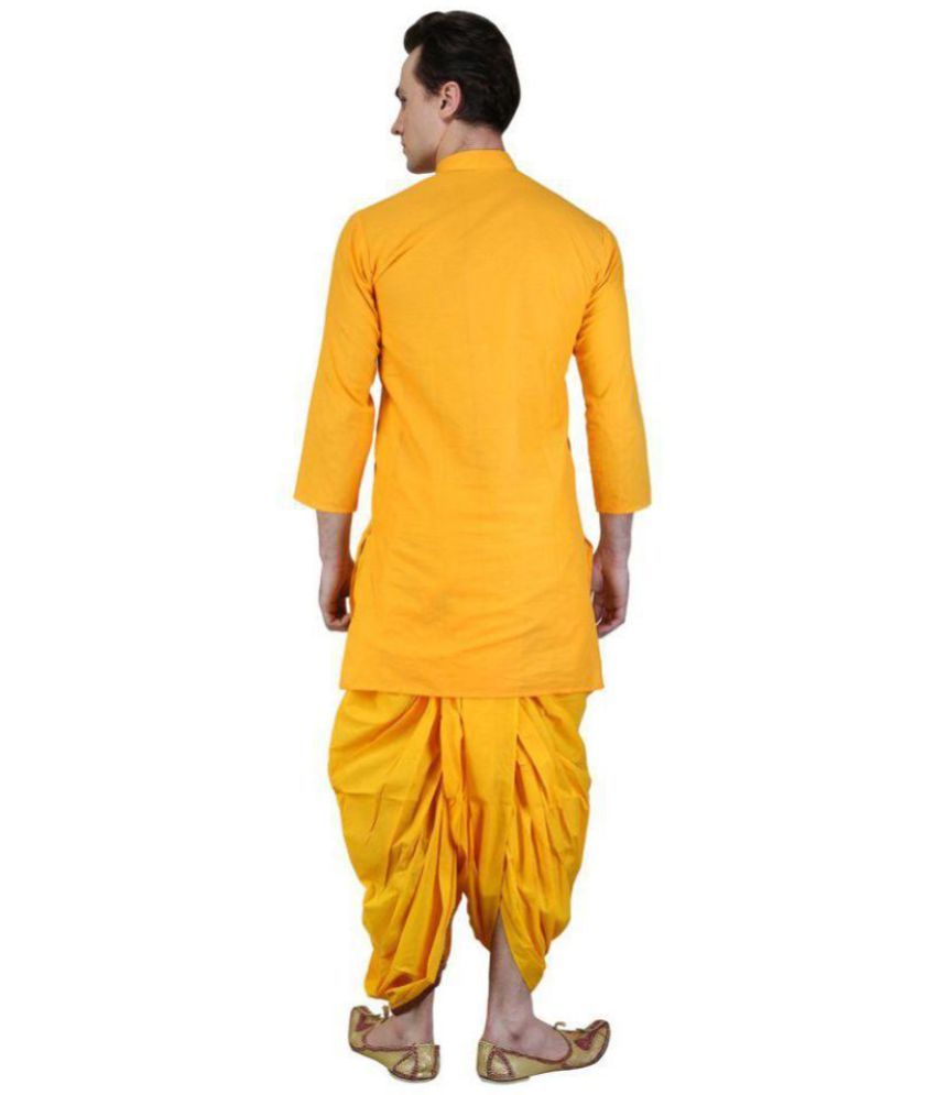 yellow colour dhoti kurta