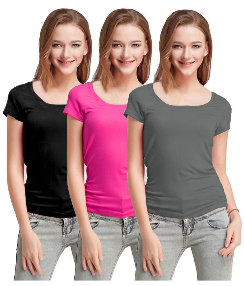 Buy Fashion Line Cotton Lycra Multi Color T-Shirts Online at Best ...