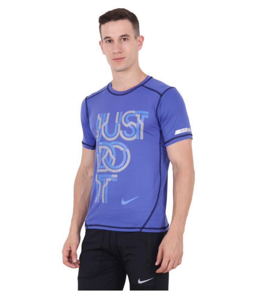 Nike Lavender Polyester Lycra T-Shirt - Buy Nike Lavender Polyester Lycra T-Shirt Online at Low 