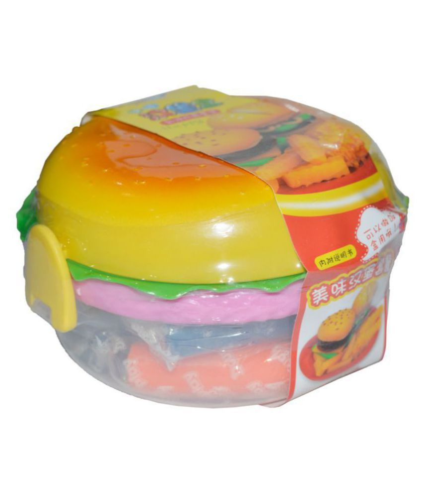 Toys Factory Burger Shape Round Container Lunch Box Clay