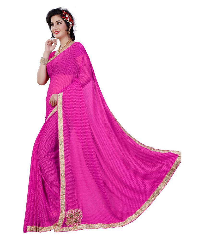 Fab Ikshvaku Pink Lycra Saree - Buy Fab Ikshvaku Pink Lycra Saree ...