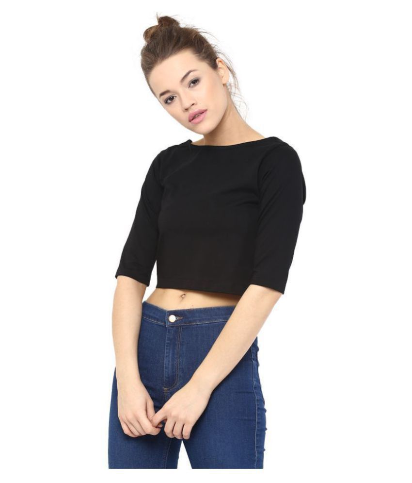     			Miss Chase Cotton Crop Tops - Black