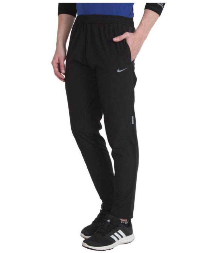 nike black polyester lycra trackpants