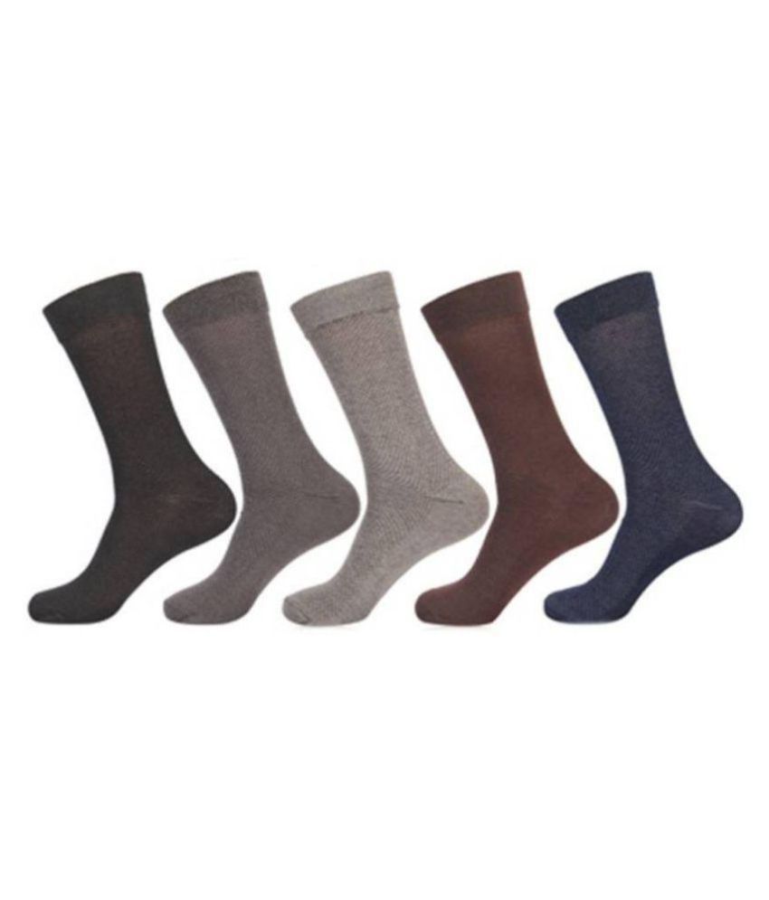     			Tahiro Multicolour Cotton Formal Long Socks - Pack Of 5