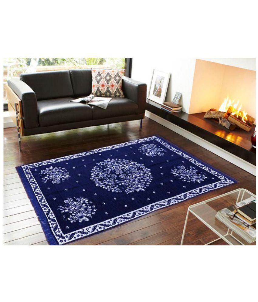     			Aazeem Blue Velvet Carpet Traditional 5X7 Ft.