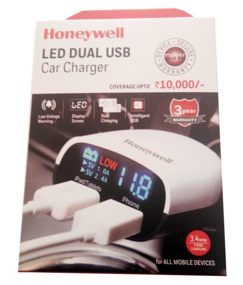 Honeywell Car Mobile Charger Led Dual USB Car Charger White Buy