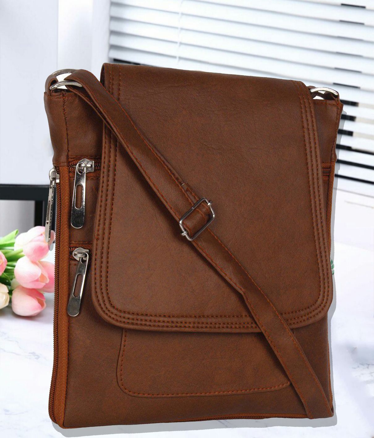Ratan S Brown Pure Leather Sling Bag Ratan S Brown Pure Leather Sling Bag
