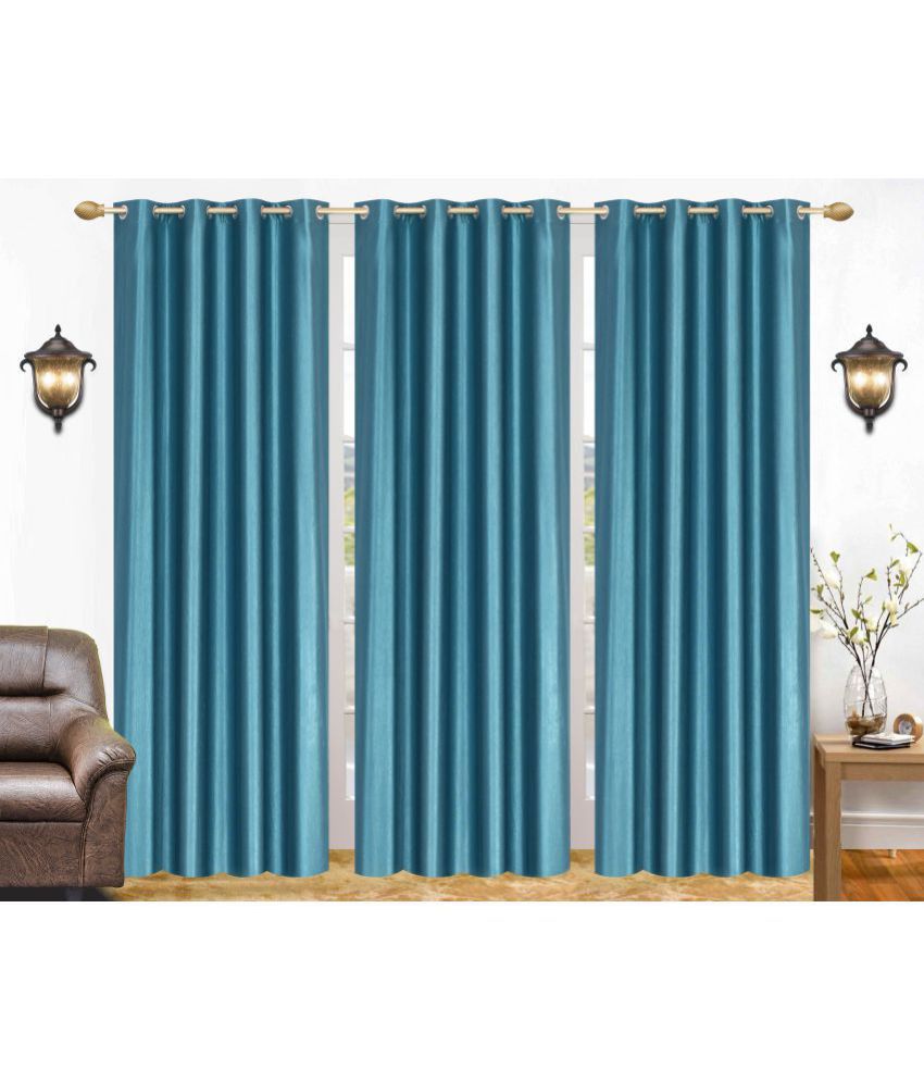     			Stella Creations Set of 3 Door Blackout Eyelet Polyester Curtains Aqua