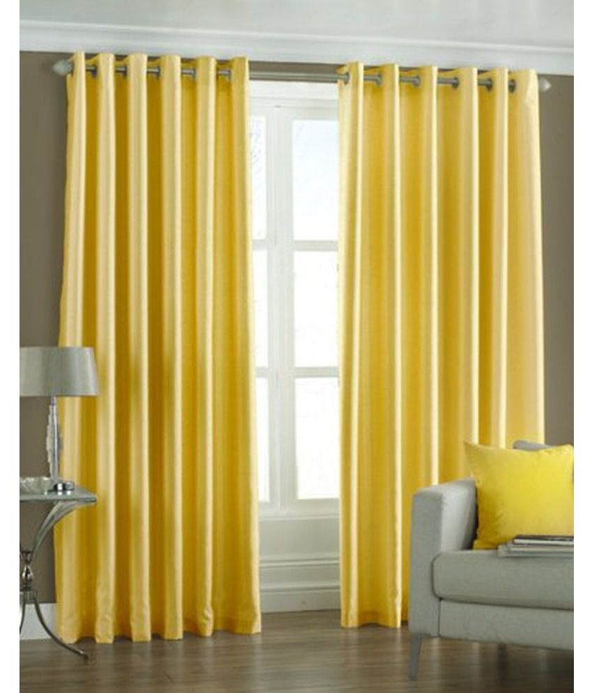     			Tanishka Fabs Solid Room Darkening Eyelet Curtain 5 ft ( Pack of 4 ) - Yellow