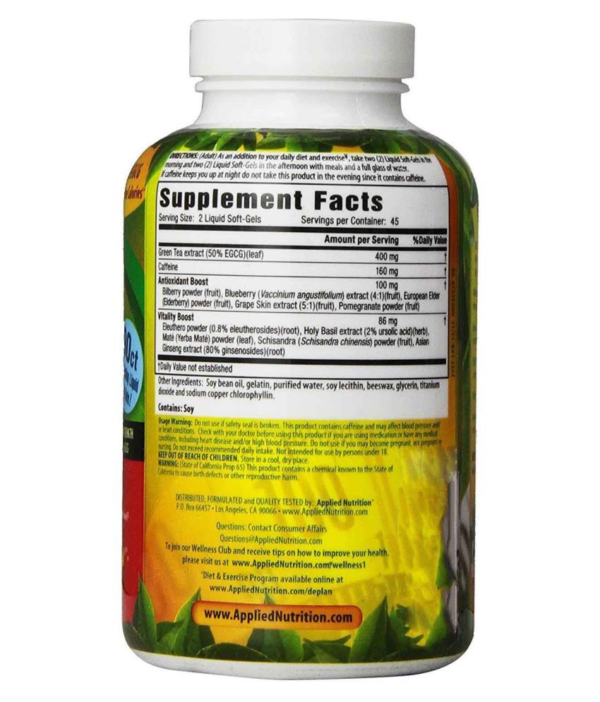 Applied Nutrition Green Tea Fat Burner Dietary Supplement Softgel 90 no