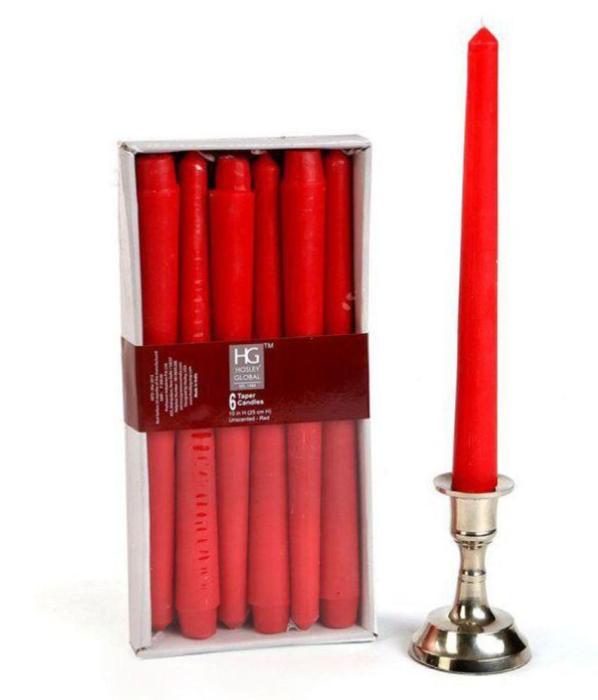 Hosley Red Tapered Candle Pack of 6 Buy Hosley Red Tapered Candle Pack of 6 at Best Price
