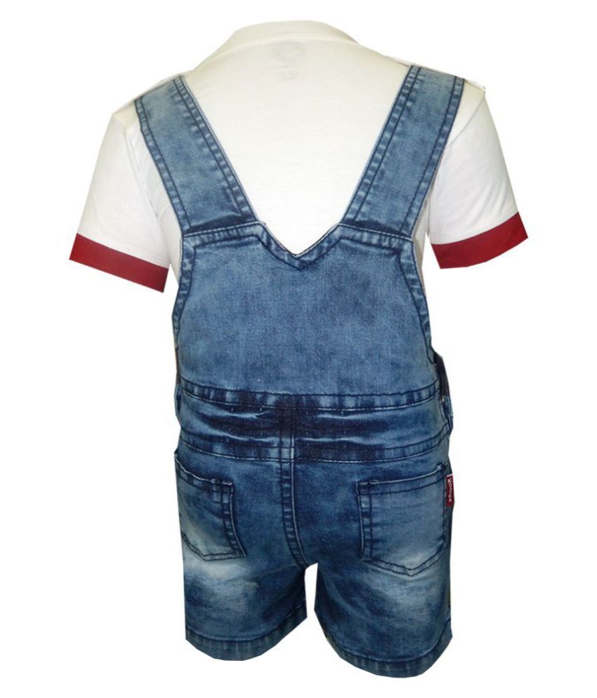 Kooka Kids Baby Boys baby dungaree With Half Sleeves Round Neck TShirt
