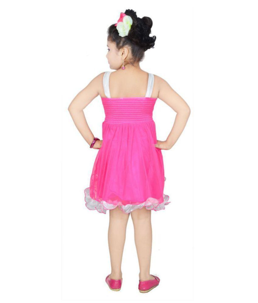 pink net long frock
