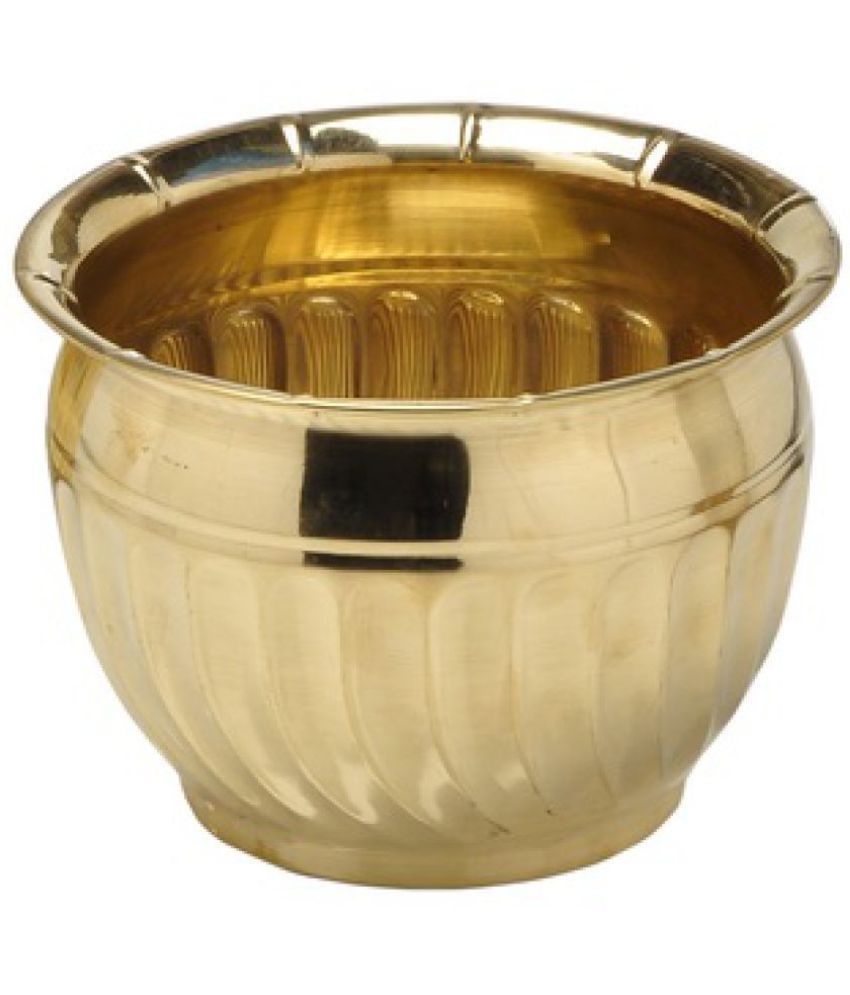 Buyerwell Round Brass Planter 7 Inch Indoor Decorative Pots