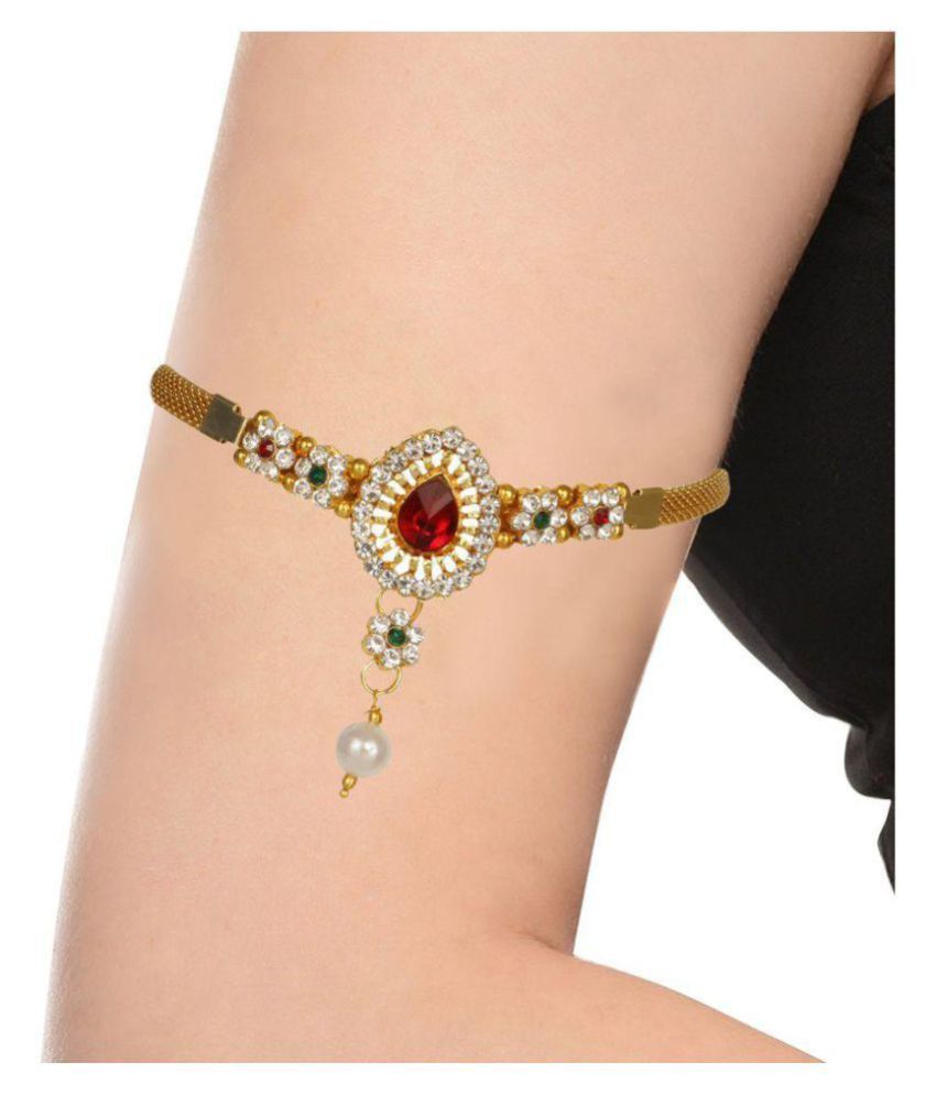 Adoreva Gold Plated Red Green White Diamond Pearl Latest Fashion