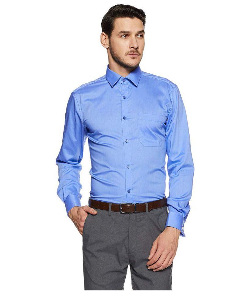     			Makhanchor Cotton Slim Fit Full Sleeves Men's Formal Shirt - Blue ( Pack of 1 )