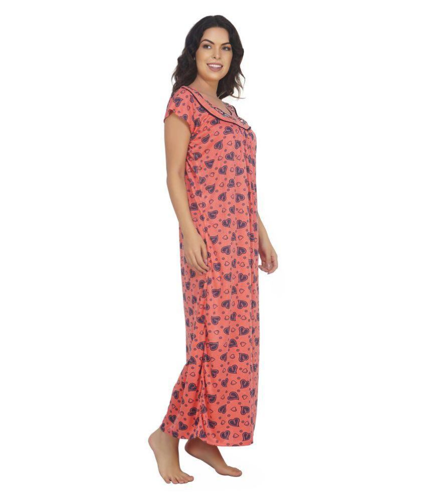 Buy Belle nuits Hosiery Nighty u0026 Night Gowns - Peach Online at Best Prices  in India - Snapdeal
