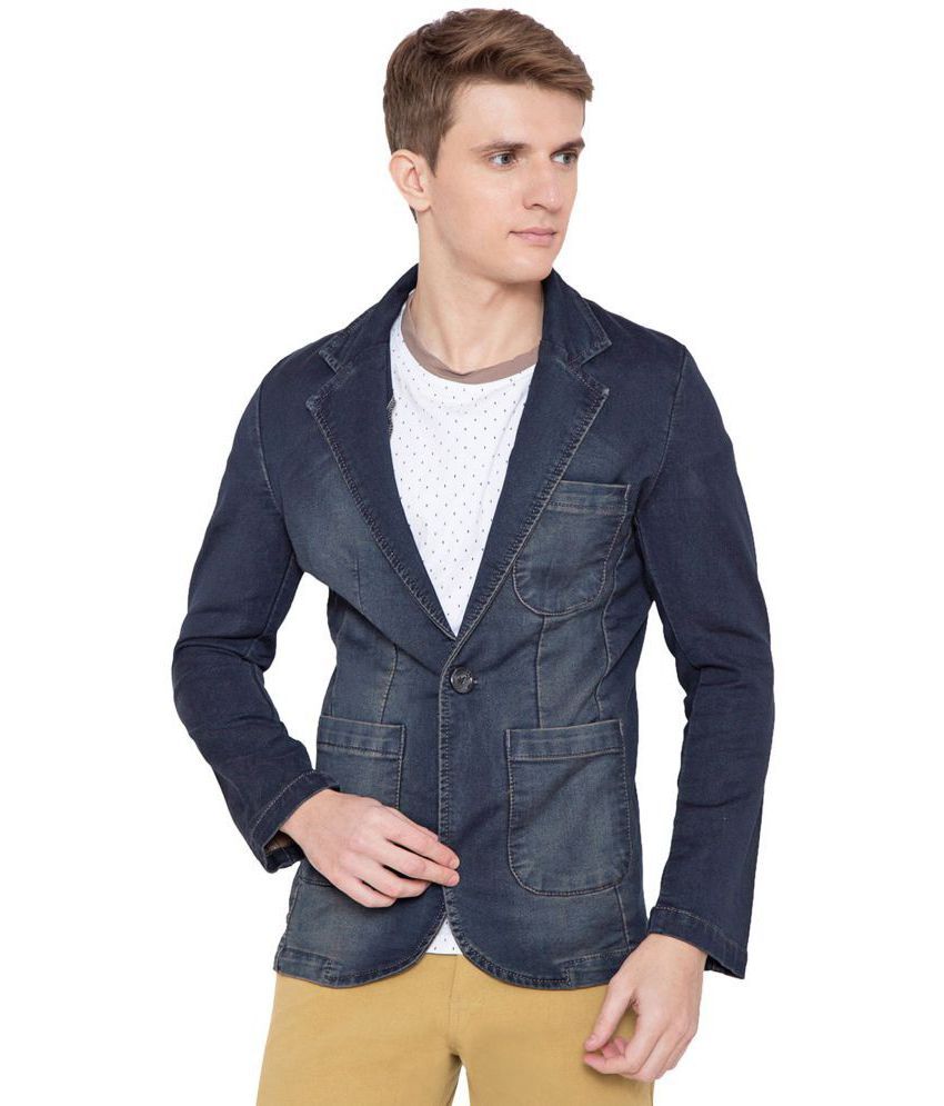 KROSSSTITCH Navy Solid Casual Blazers Buy KROSSSTITCH Navy Solid